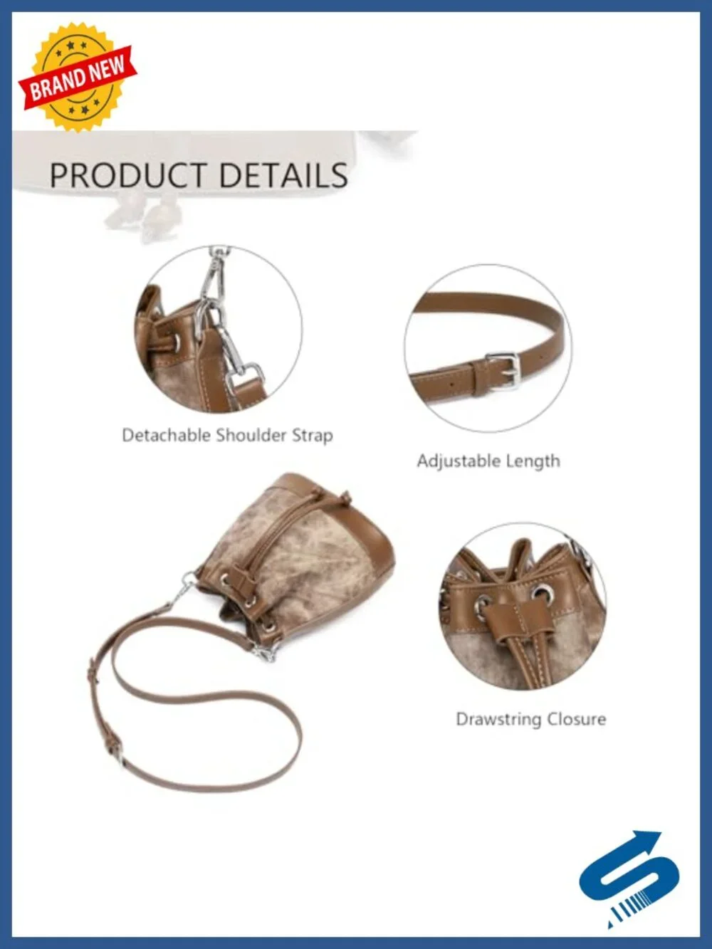 Women's Bucket Crossbody Bag - PU Leather, Adjustable Strap, Everyday